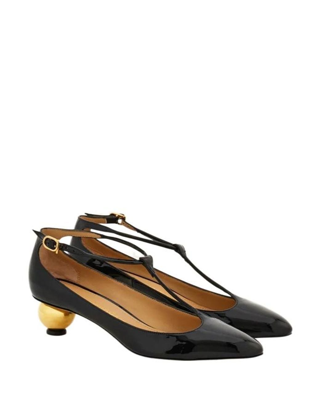 Ferragamo Brown Spherical Heel T-Strap Pump