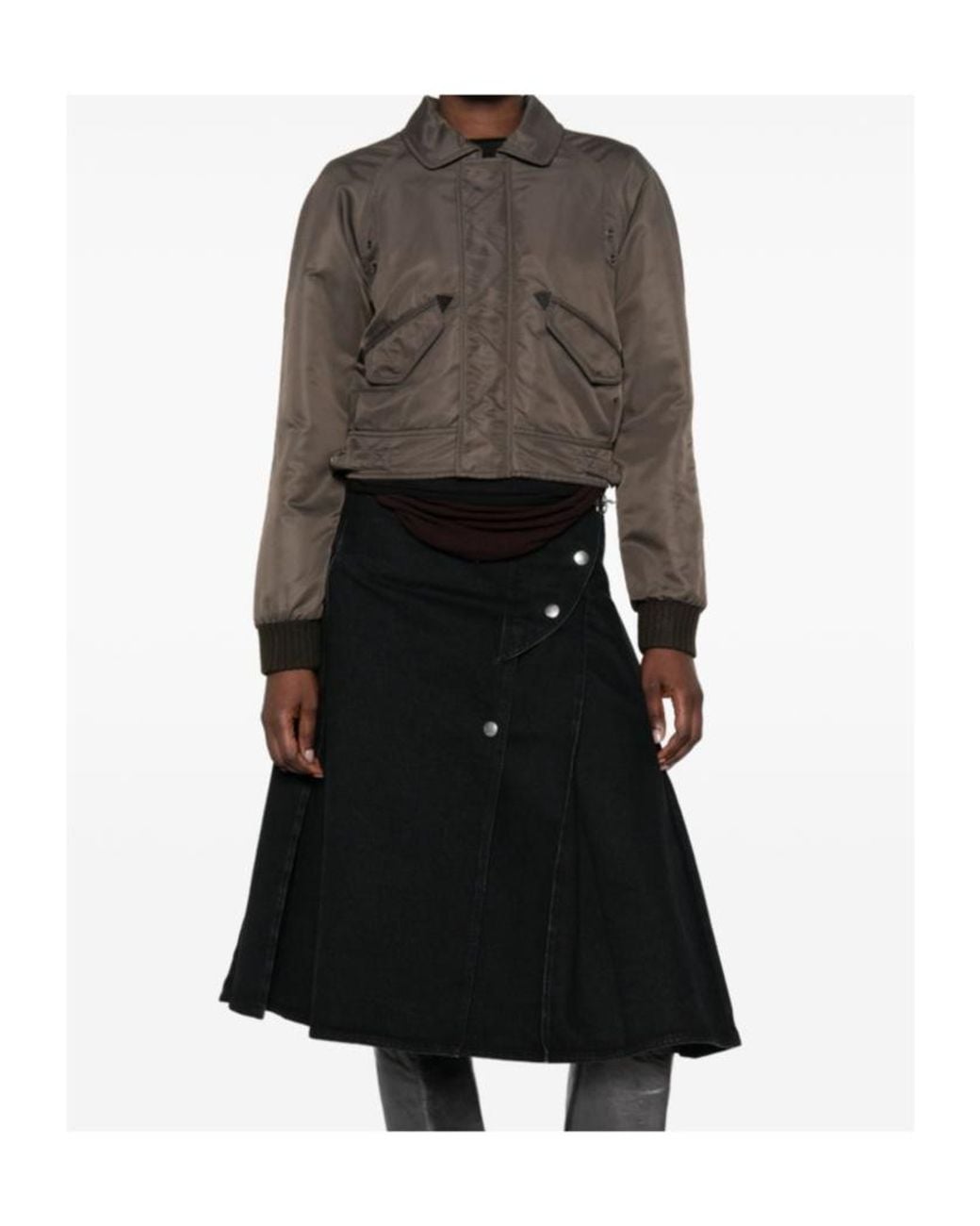 MM6 by Maison Margiela Brown Cropped Zip-Up Jacket