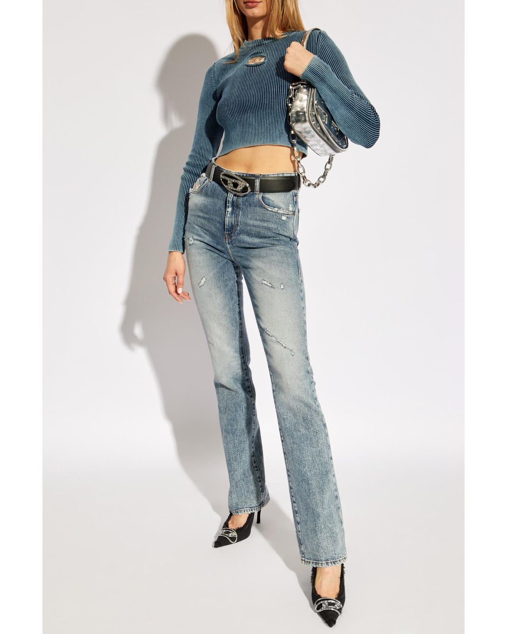 DIESEL Blue M-Anchor-A Oval D Rib-Knit Top