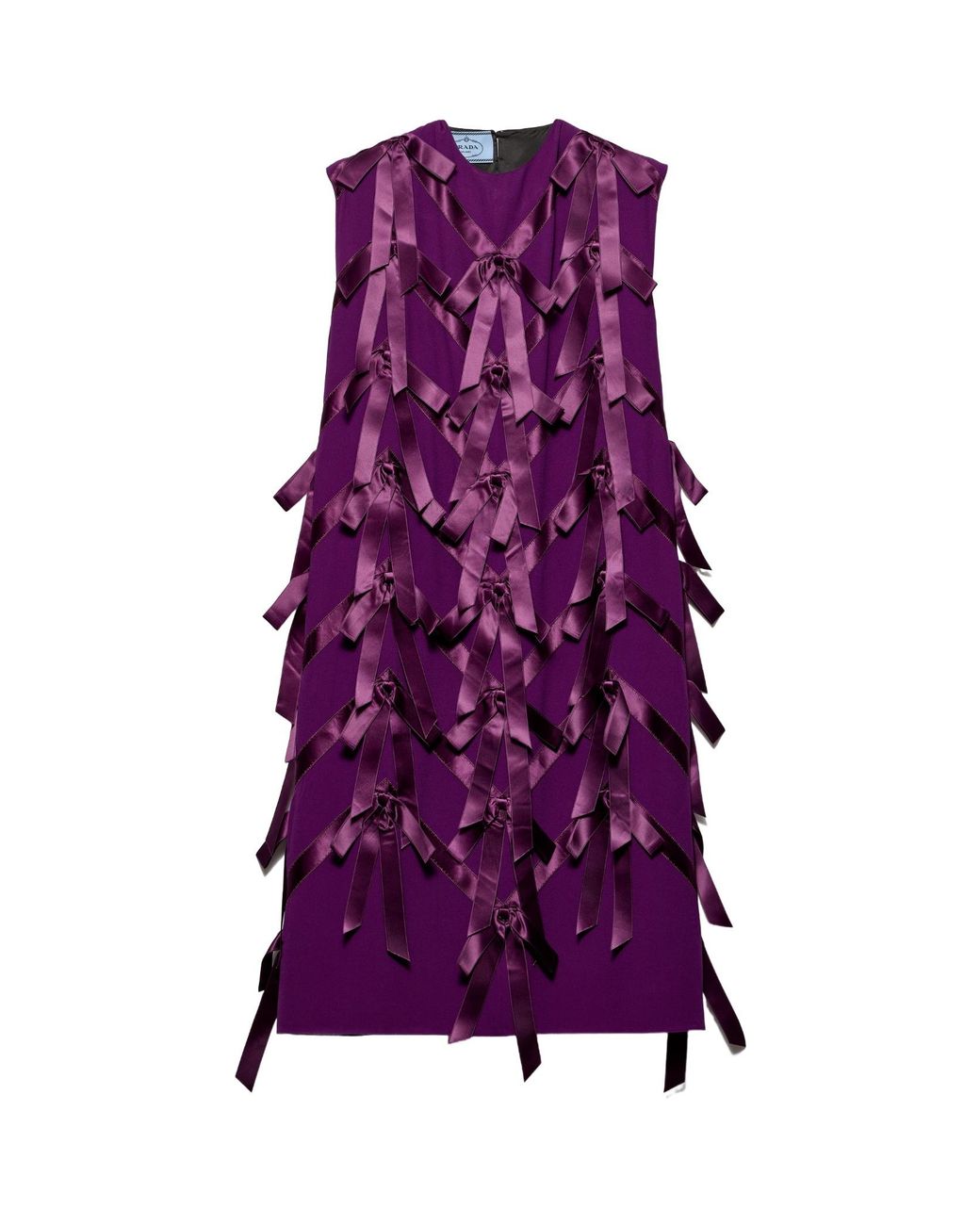 Prada Purple Bow Embellished Crewneck Dress