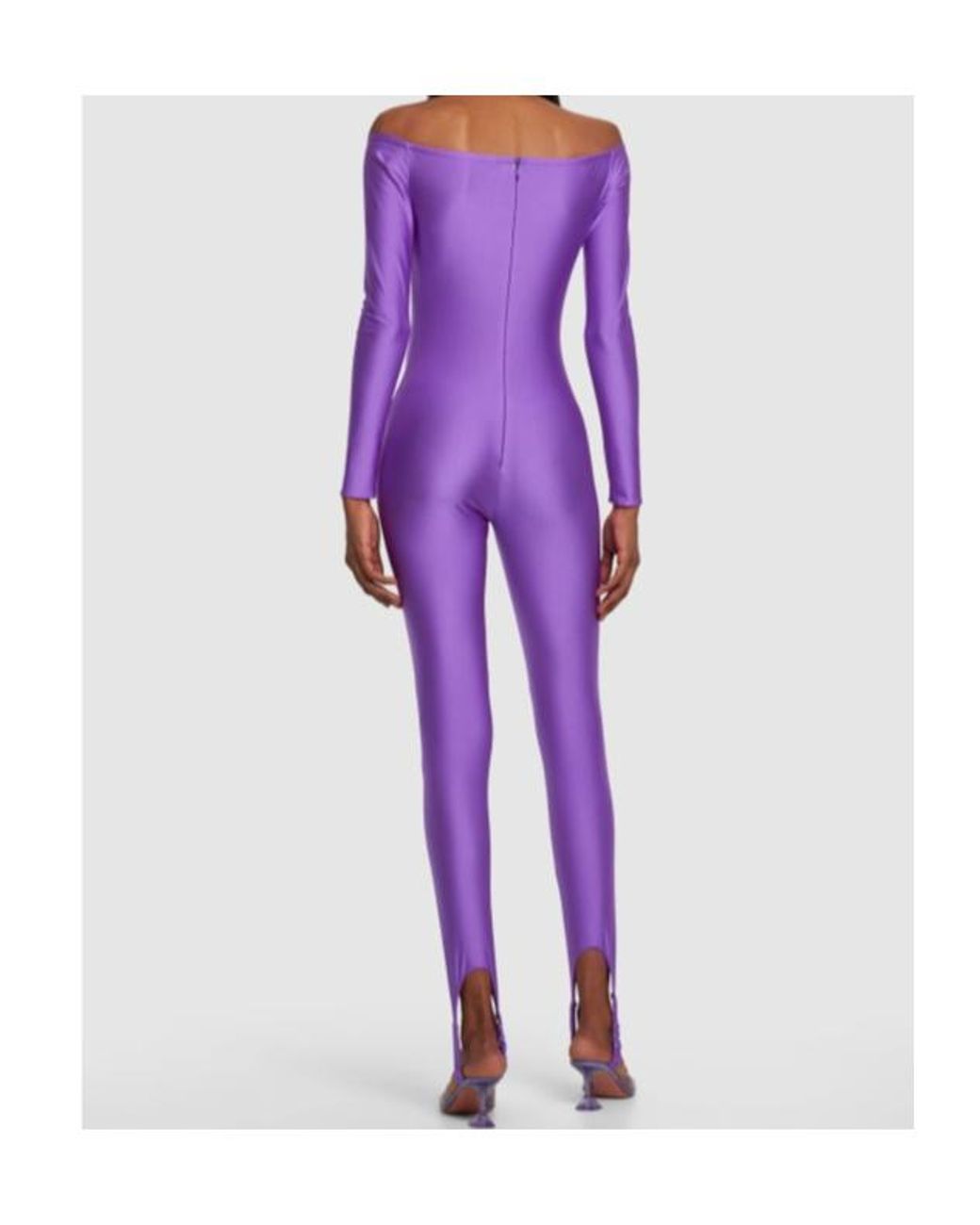 GIUSEPPE DI MORABITO Purple Shiny Elastic Knit Jumpsuit