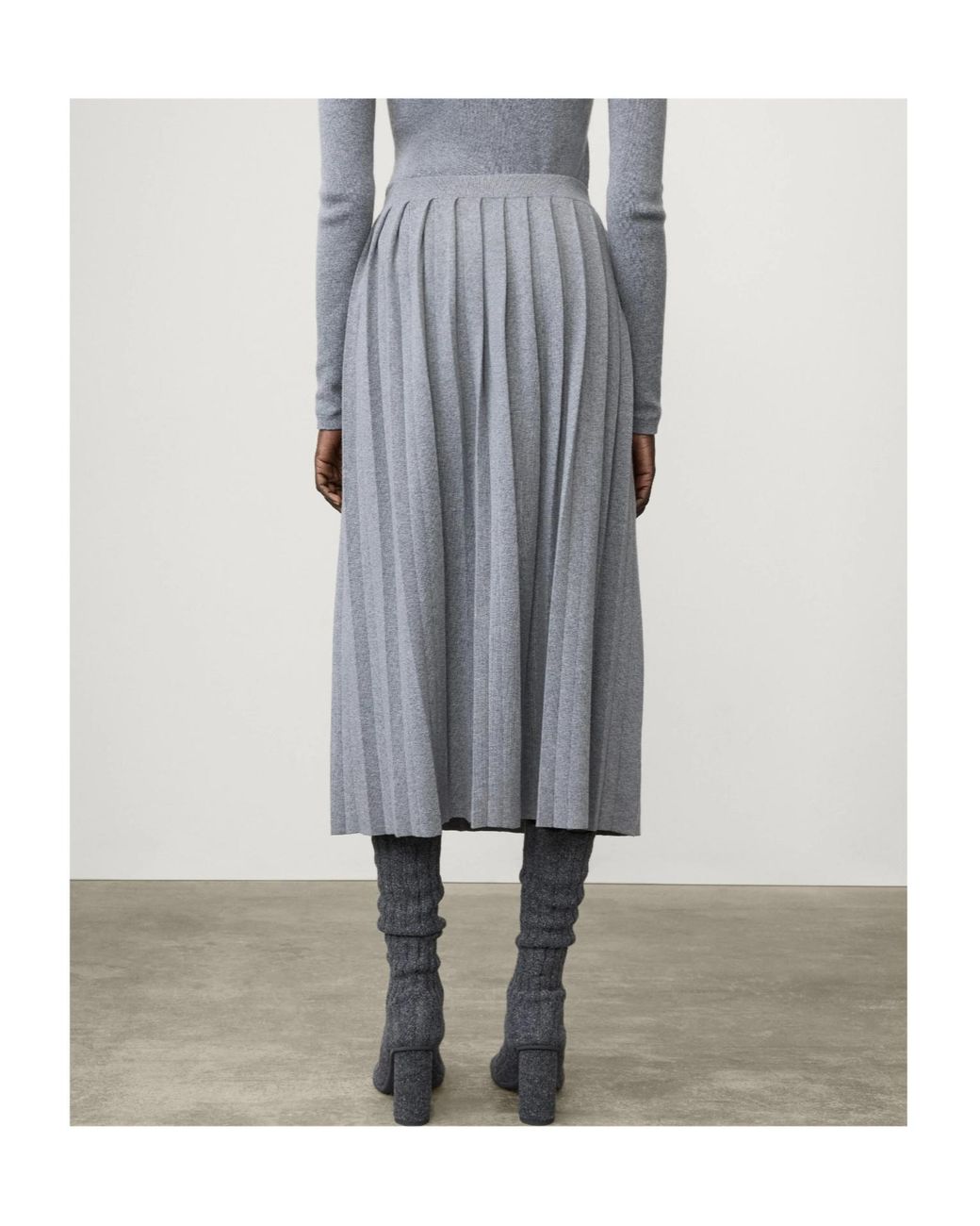 Lisa Yang Gray Minda Pleated Cotton And Cashmere-Blend Midi Skirt