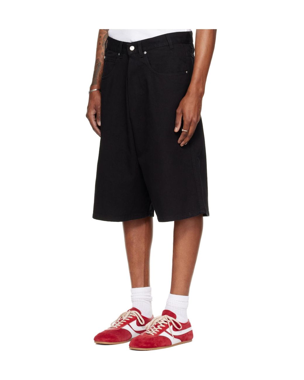 Lu'u Dan Black Kriss Kross Belt Loop Denim Shorts for men