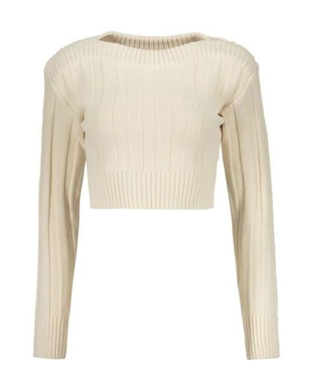 Low Classic Natural Ribbed Cropped Knitted Sweater