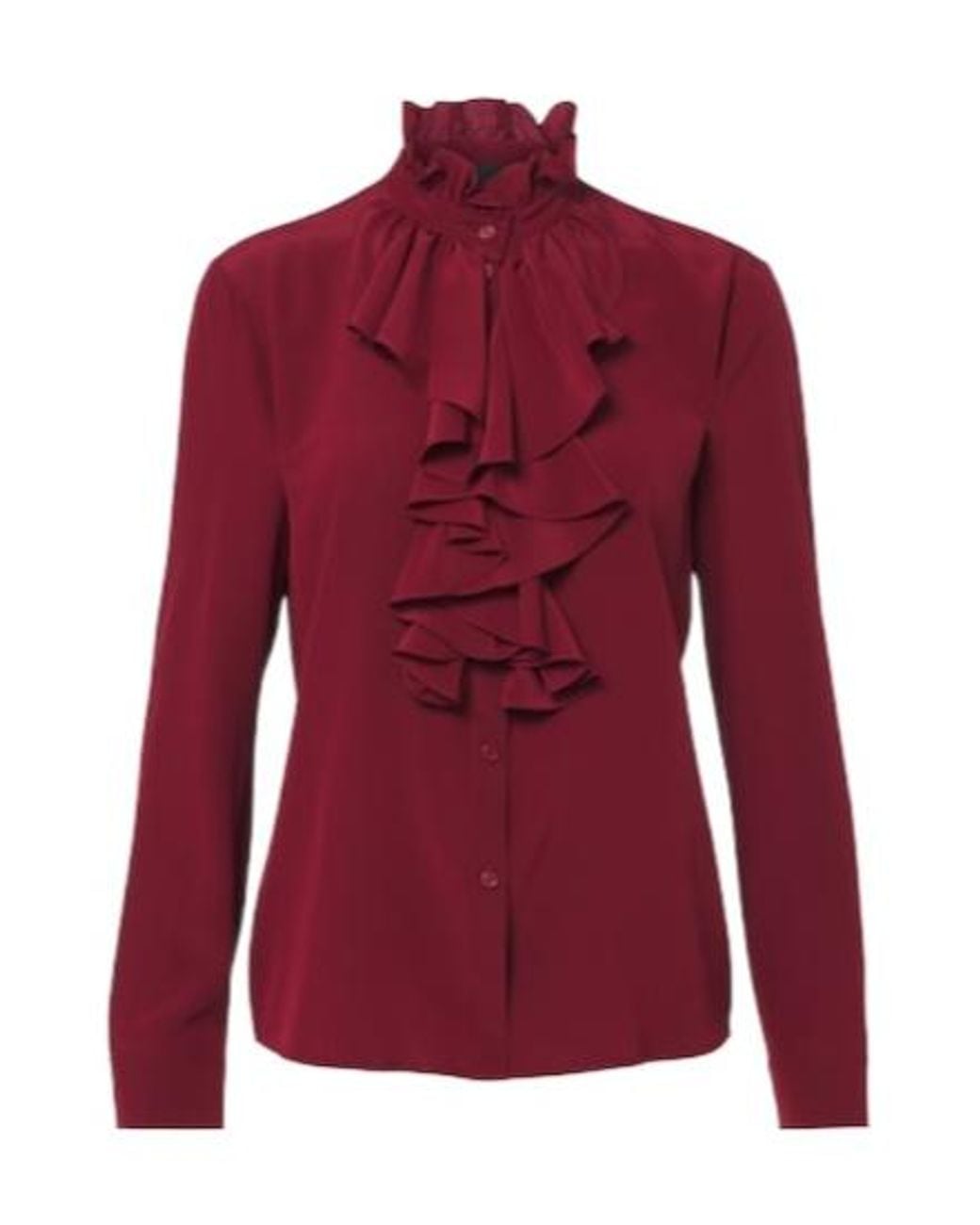 Nili Lotan Red Ruffled Silk Blouse