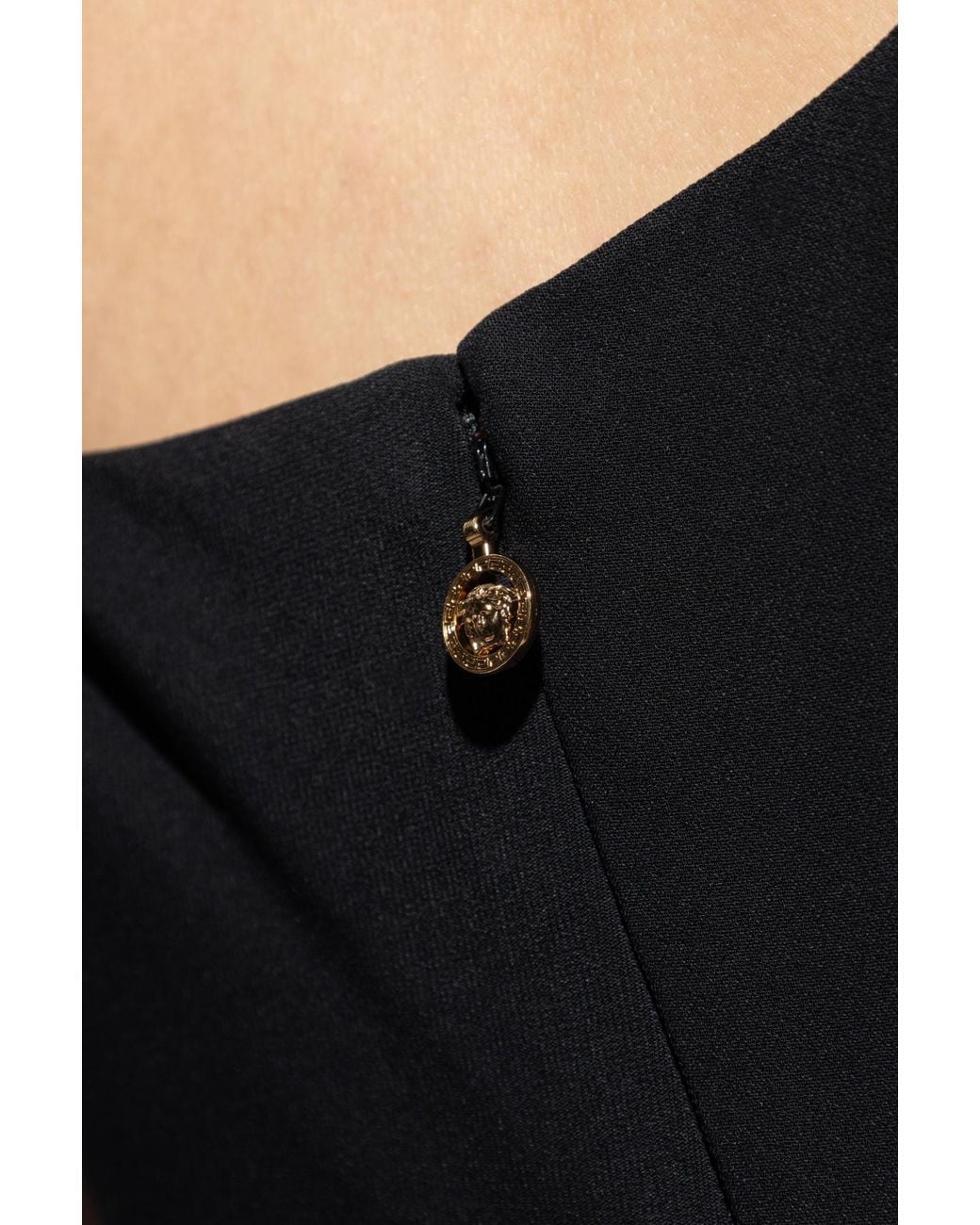 Versace Black Sweetheart-Neckline Midi Dress