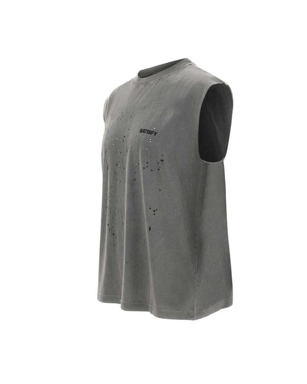 Satisfy Gray Mothtech Distressed Sleeveless T-Shirt for men