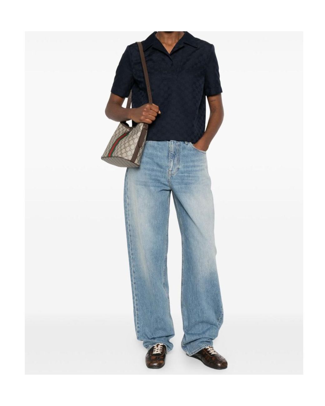 Gucci Blue Gg Short-Sleeved Polo Shirt