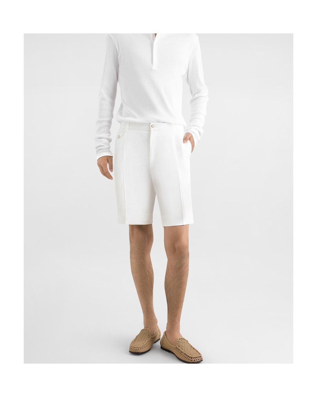 Dolce & Gabbana White Linen Shorts for men