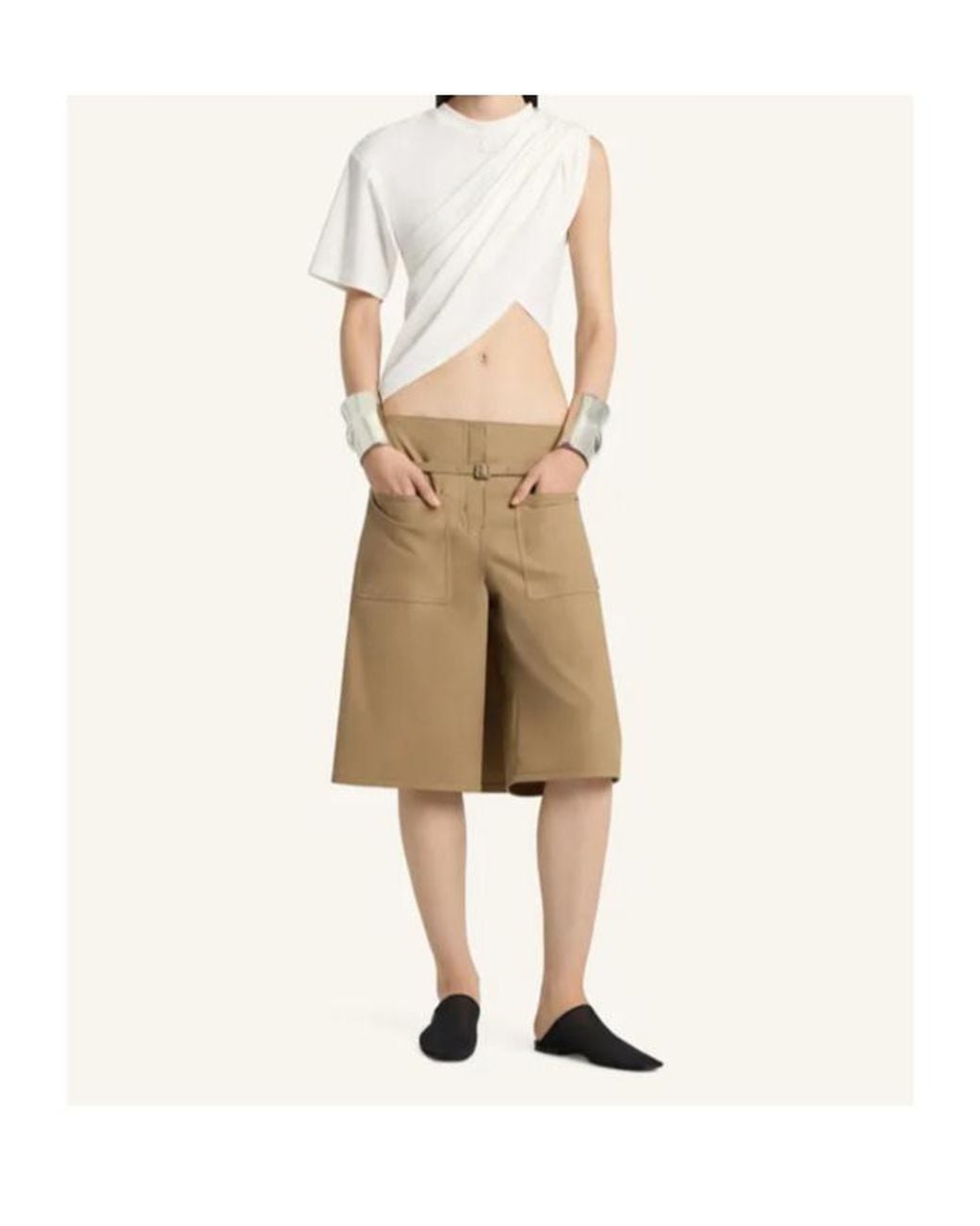 Courreges White Courrèges Asymmetrical Twist T-Shirt