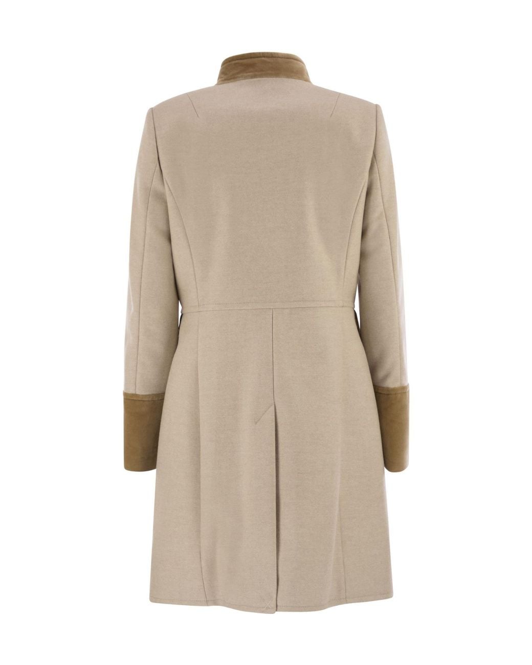 Fay Natural Virginia Velvet-Trim Coat