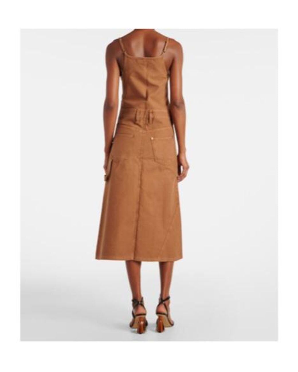 J.W. Anderson Brown Logo Asymmetric Cotton Midi Dress