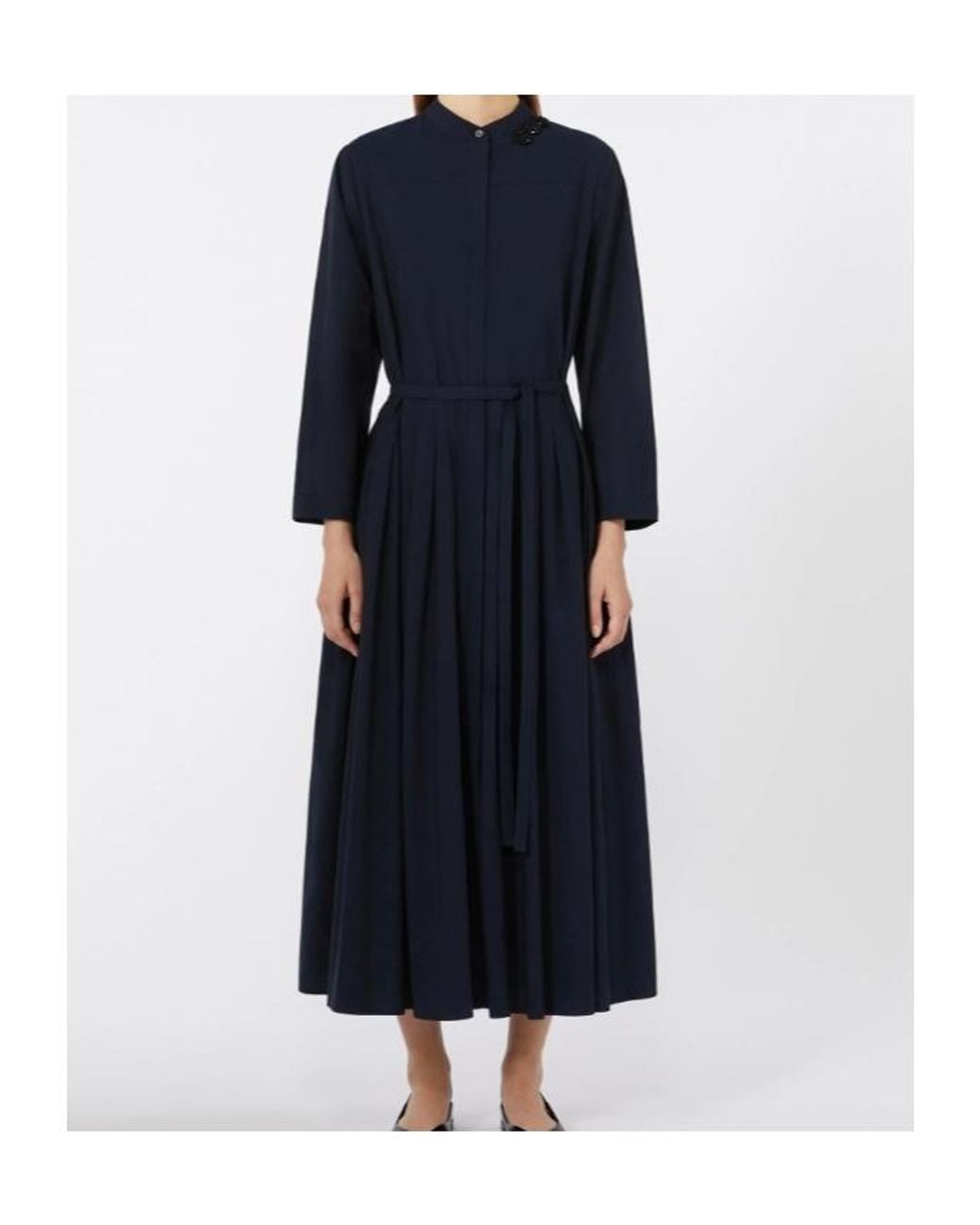 Max Mara Blue Long Cotton Voile Dress