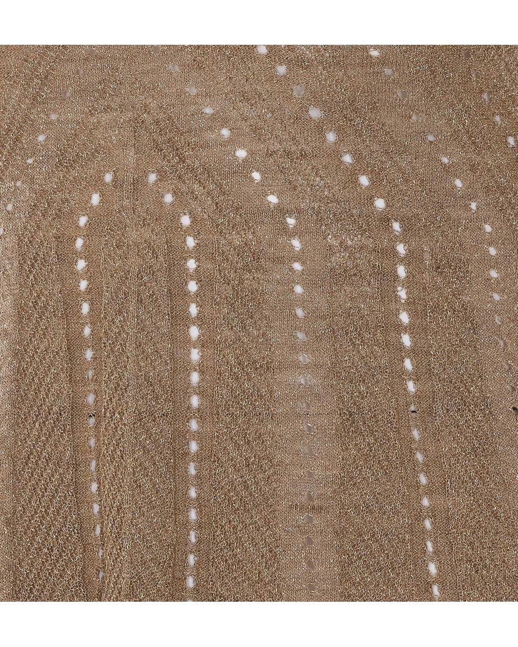 Twinset Natural Openwork Halterneck Knitted Top