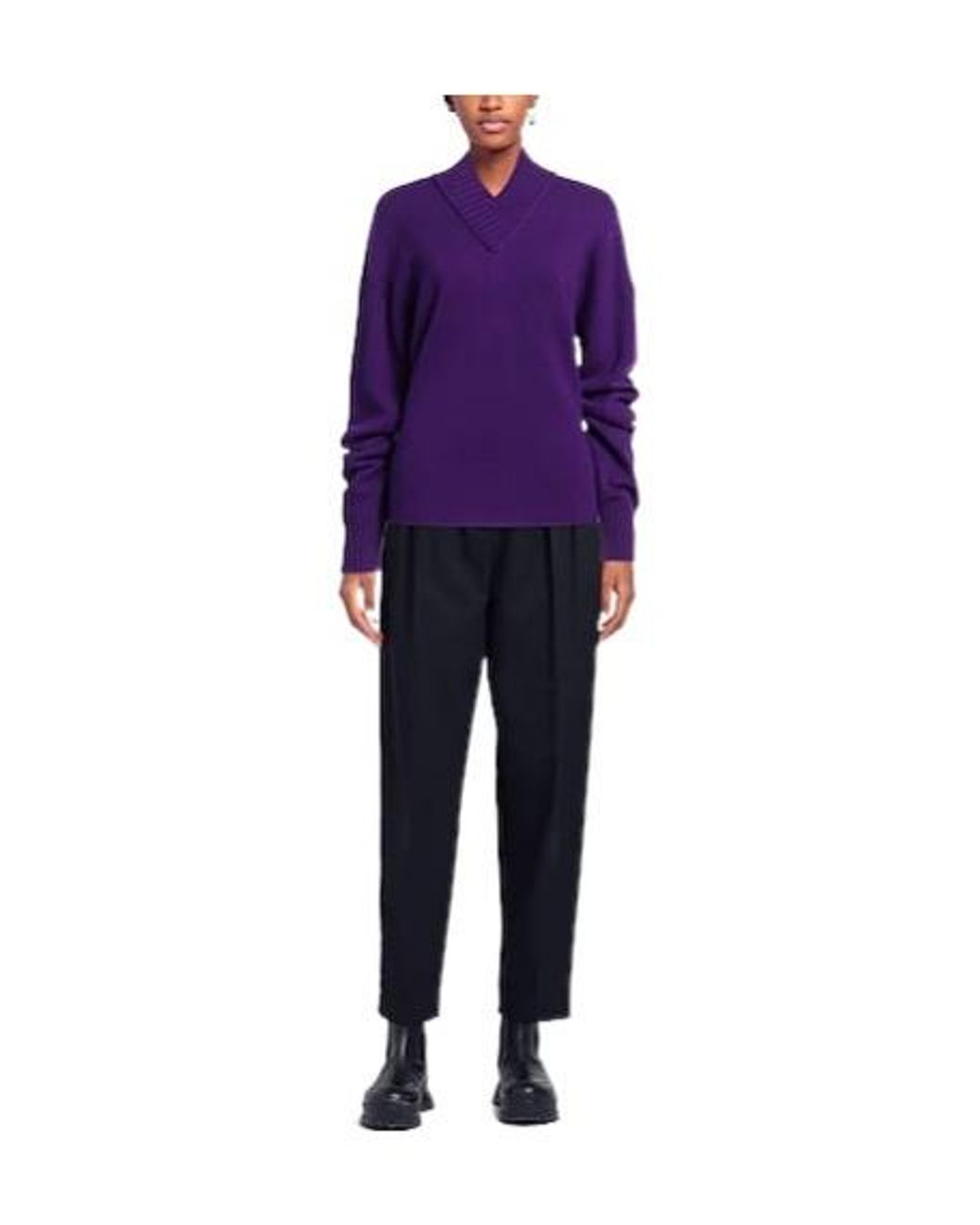 Sportmax Purple Minimal Solid Knit Sweater