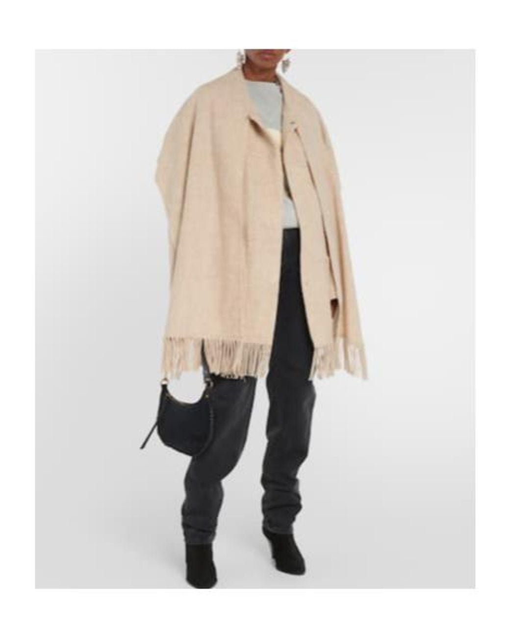 Isabel Marant White Faty Scarf-Detailed Wool-Blend Coat