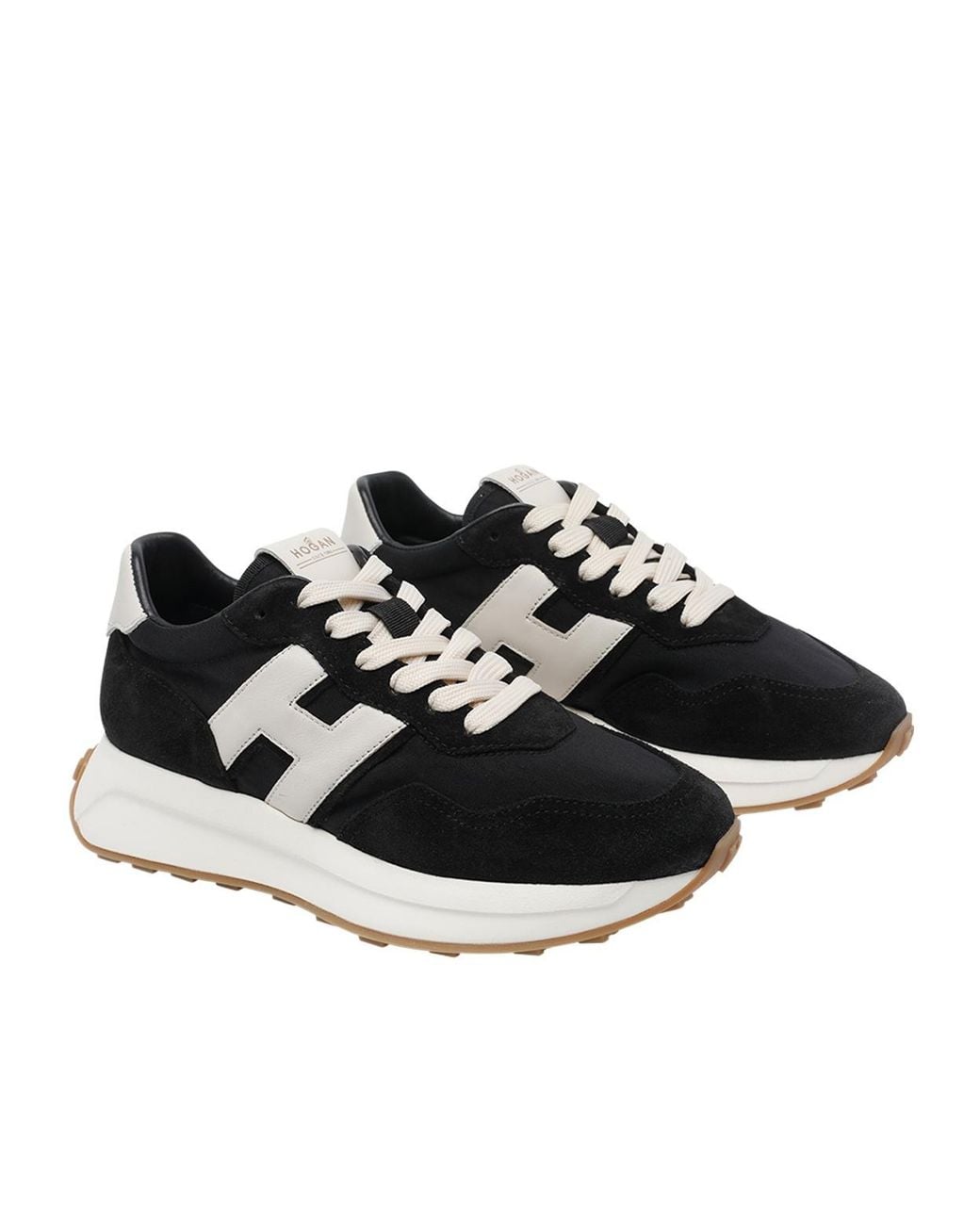 Hogan Black Logo Patch Lace-Up Sneakers