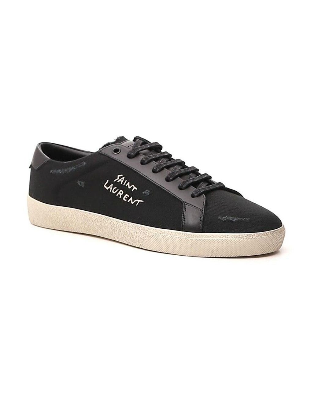 Saint Laurent Black Court Classic Sl/06 Embroidered Sneakers for men