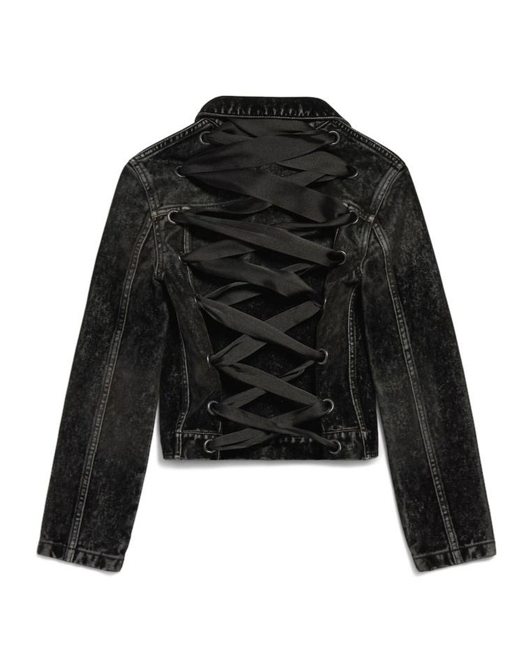 Balenciaga Black Lace-Up Denim Jacket