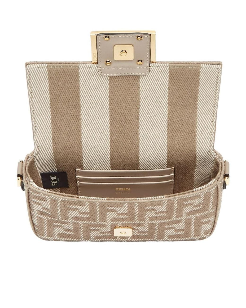 Fendi Metallic Dove Denim-Effect Ff Jacquard Bag