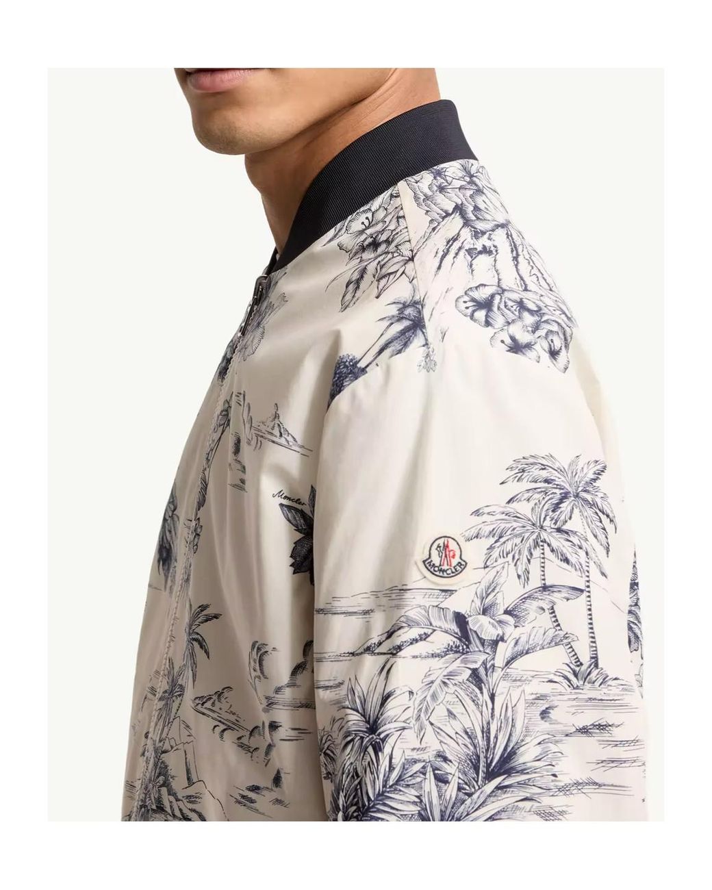 Moncler White Reversible Printed Poplin Jacket for men