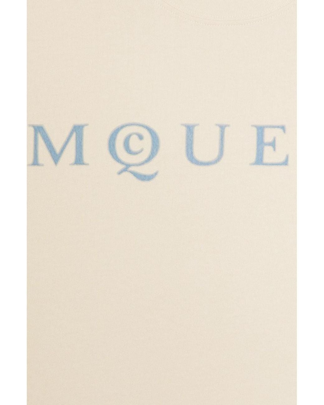 McQueen White Flocked Mcqueen Logo T-Shirt for men