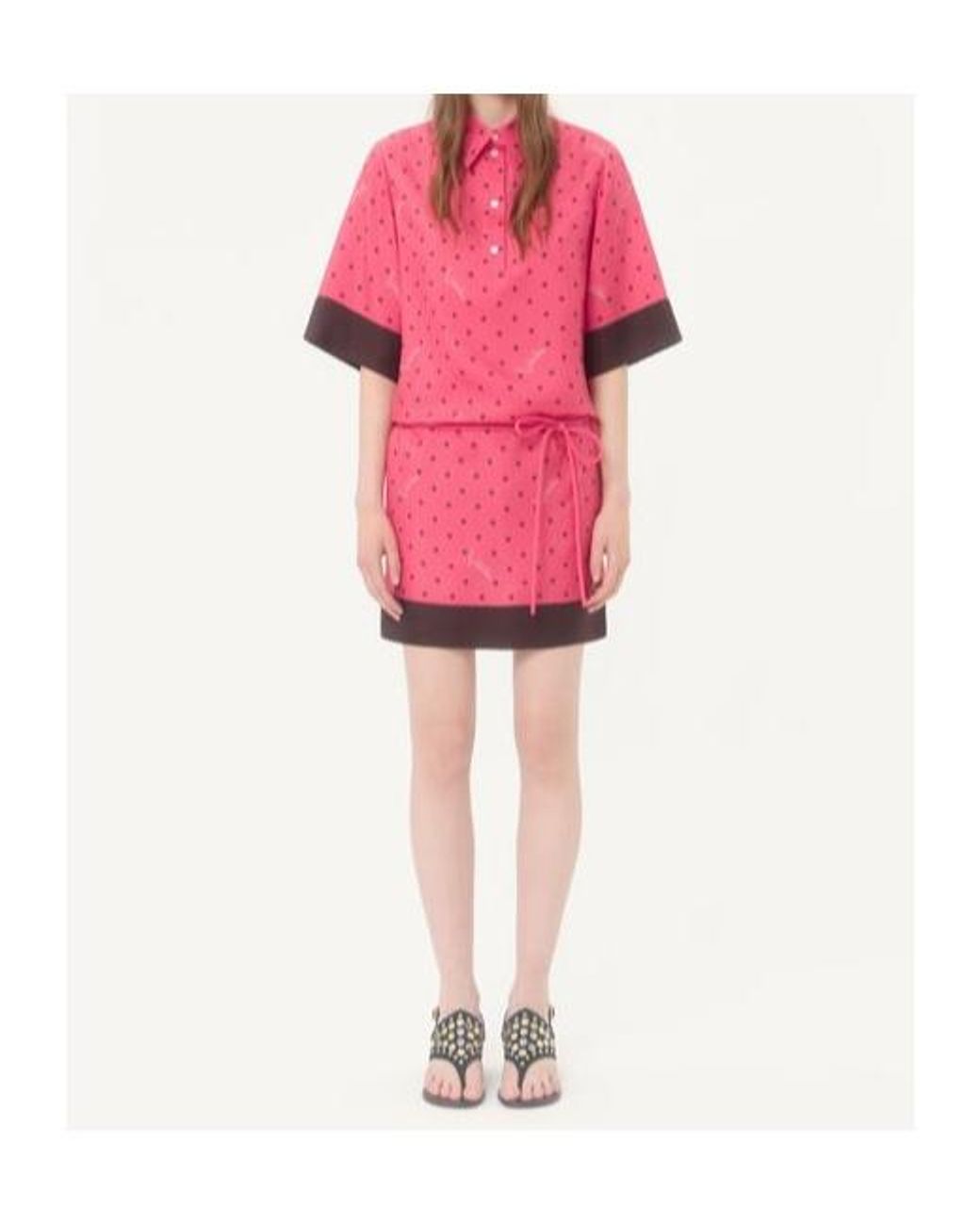 Valentino Pink Stelline Firma Starry Twill Shirt Dress