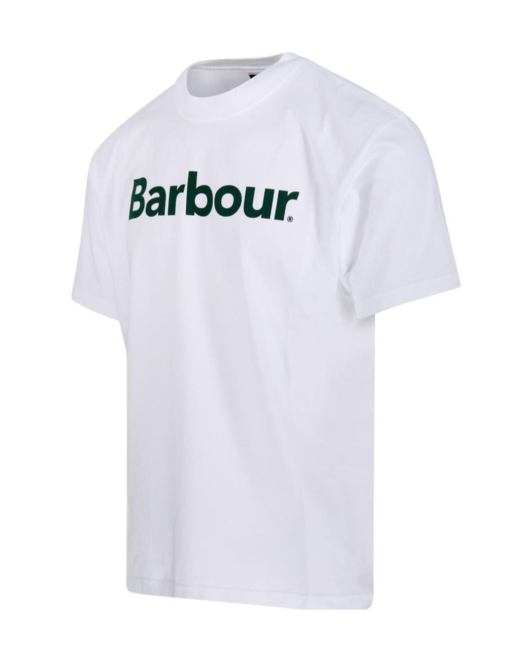 Barbour White Logo Printed Crewneck T-Shirt for men