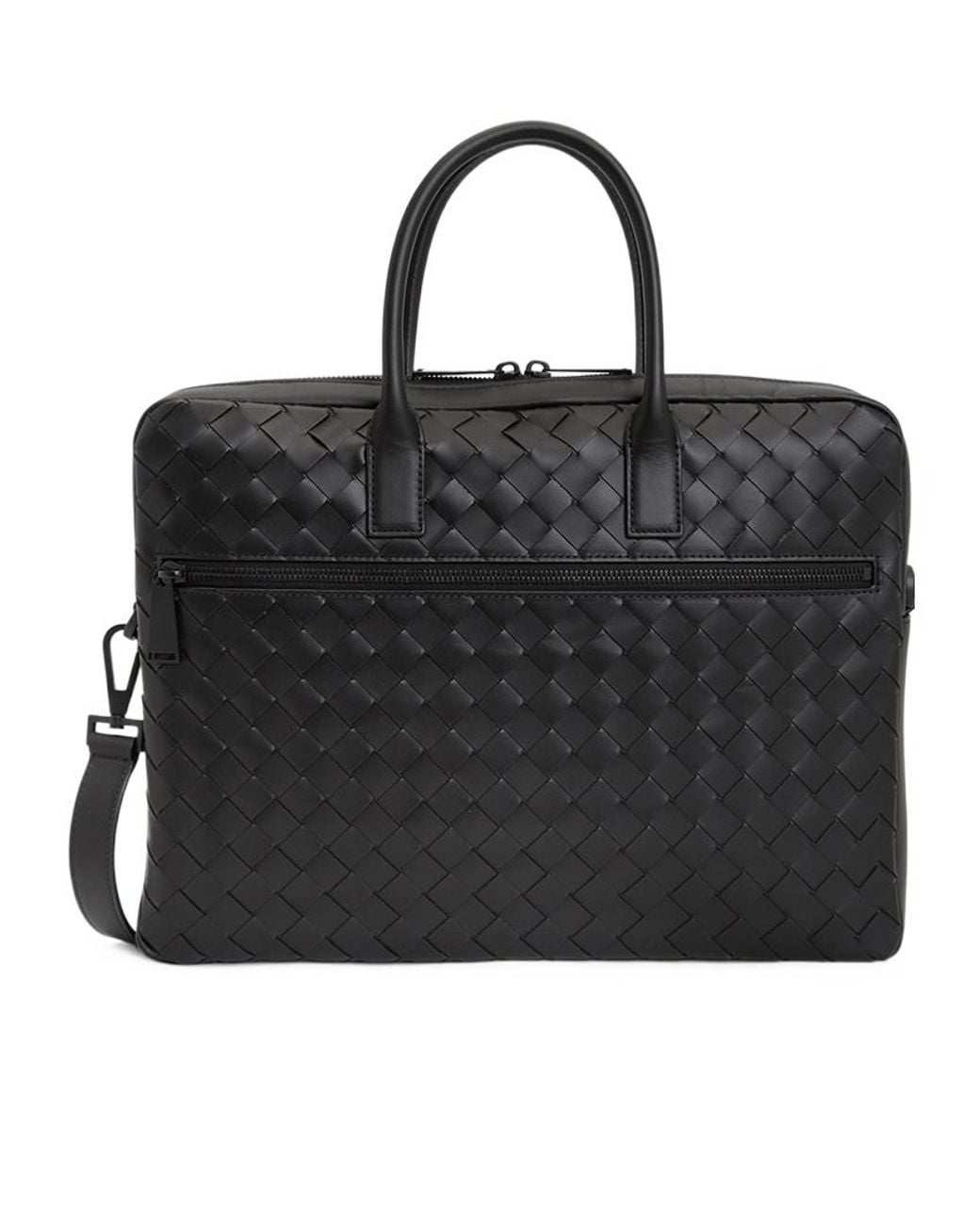Bottega Veneta Black Woven Briefcase for men