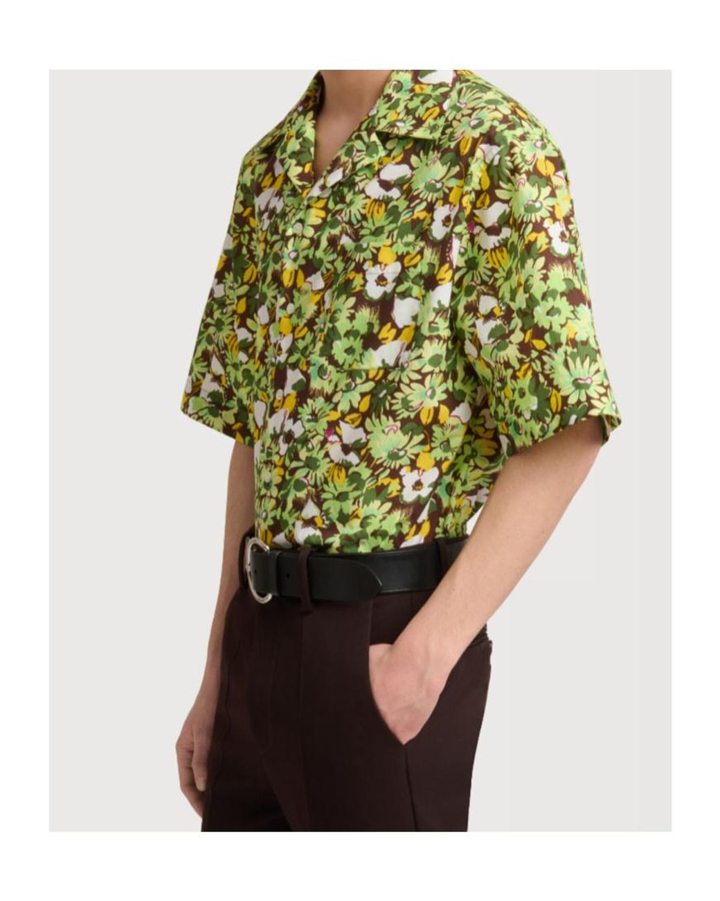 Marni Green Pop Flowers Print Poplin Shirt for men
