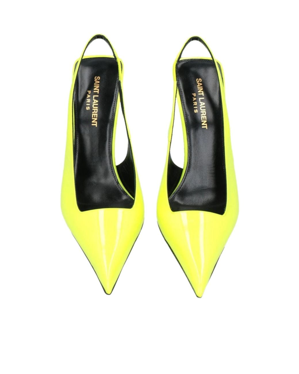 Saint Laurent Yellow Patent Leather Pointed-Toe High Heels