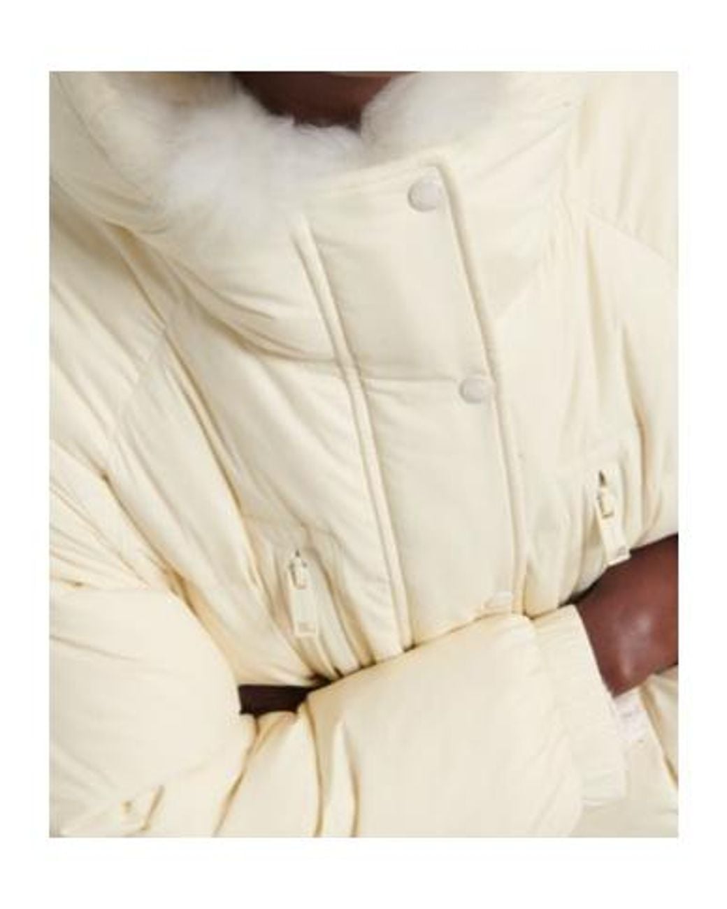 Yves Salomon White Shearling-Trimmed Down Jacket
