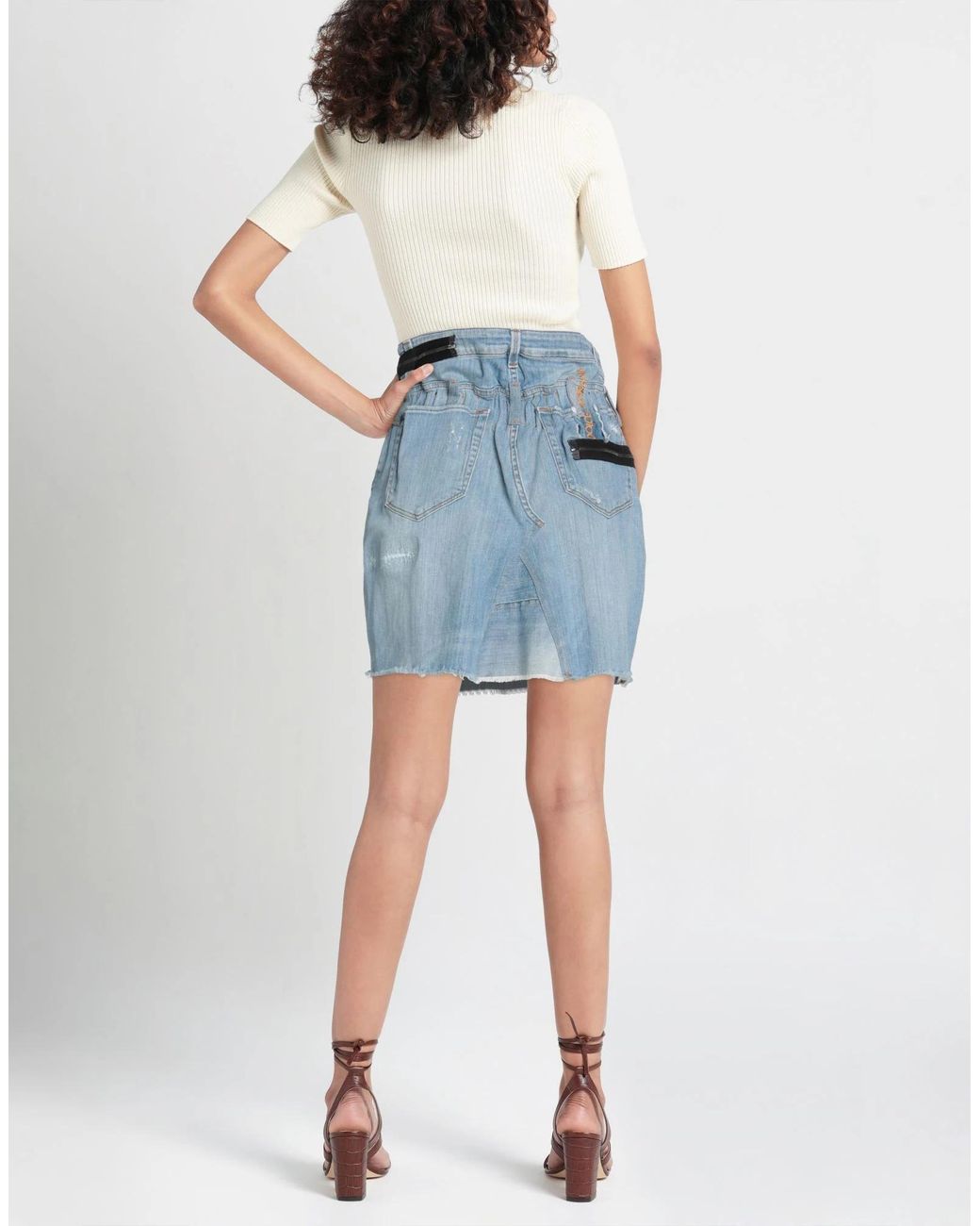 Dolce & Gabbana Blue Denim Flared Skirt