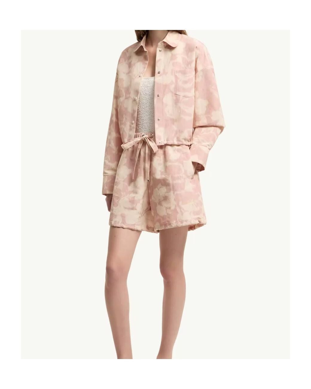 Moncler Pink Floral Printed Drawstring Shorts