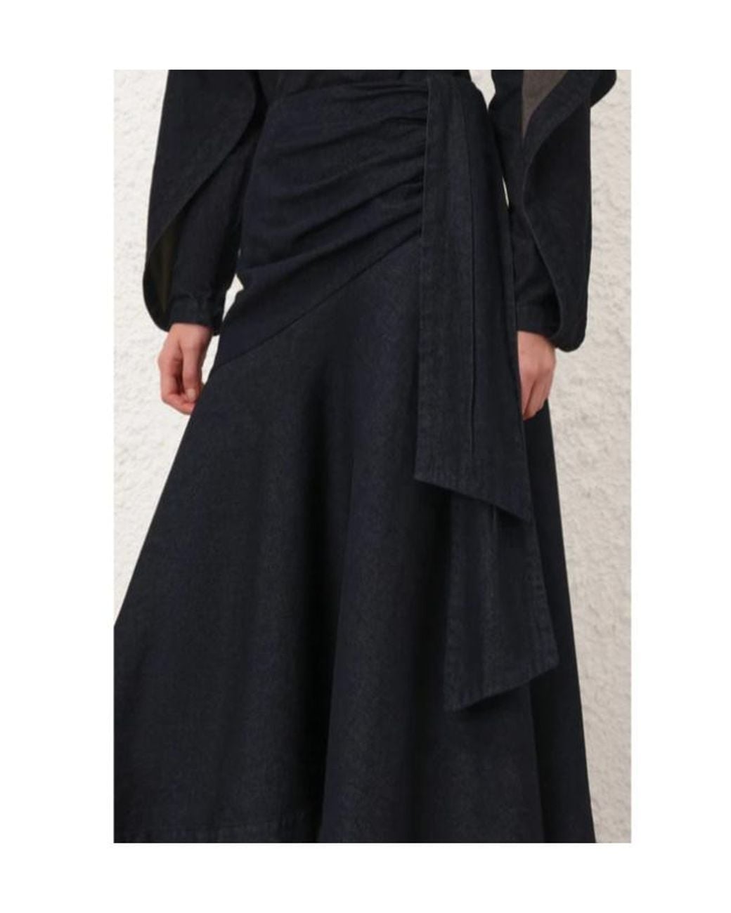 Zimmermann Blue Draped Denim Maxi Skirt