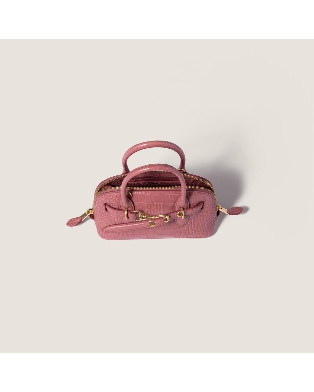 Miu Miu Pink Aventure Crocodile Embossed Calfskin Mini-Bag