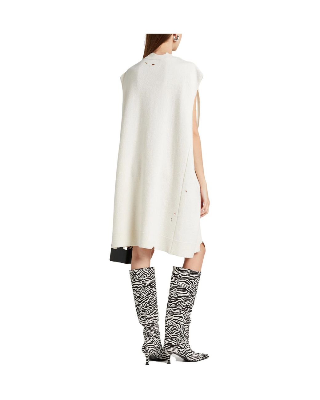 MM6 by Maison Margiela White Solidcolor Wool Sleeveless Dress
