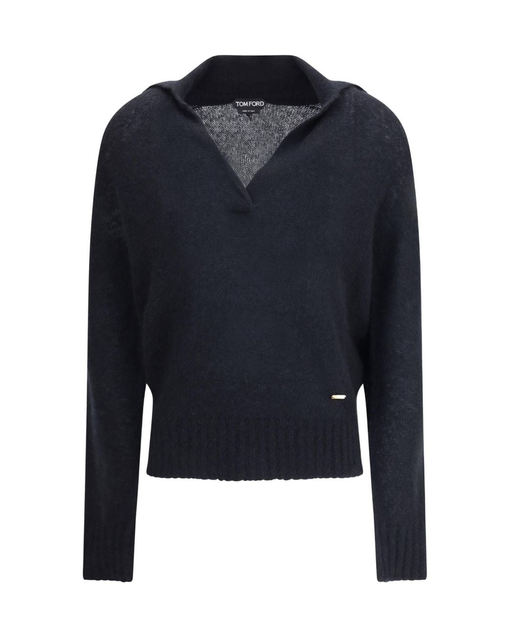 Tom Ford Blue Logo Plaque Knitted Top