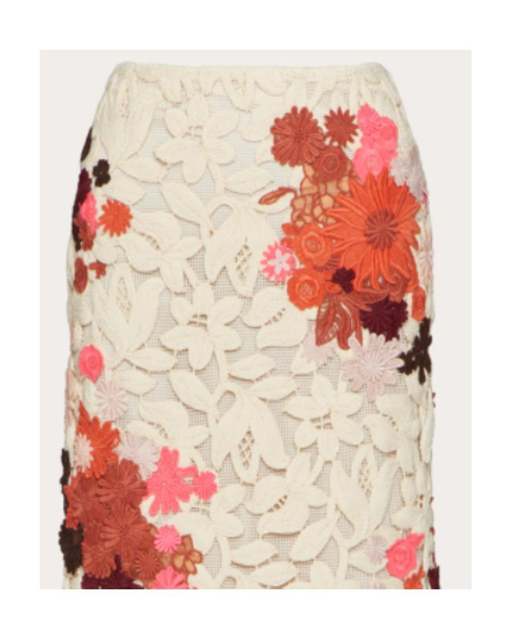 Valentino Logo Embroidered Lace Mid-Length Skirt