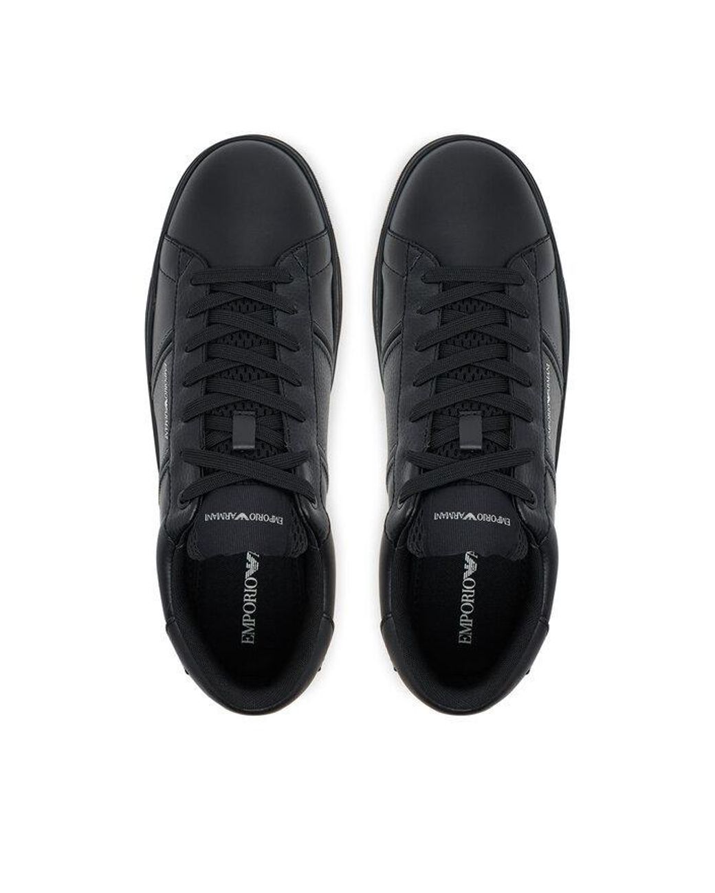 Emporio Armani Black Panelled Lace-Up Sneakers for men