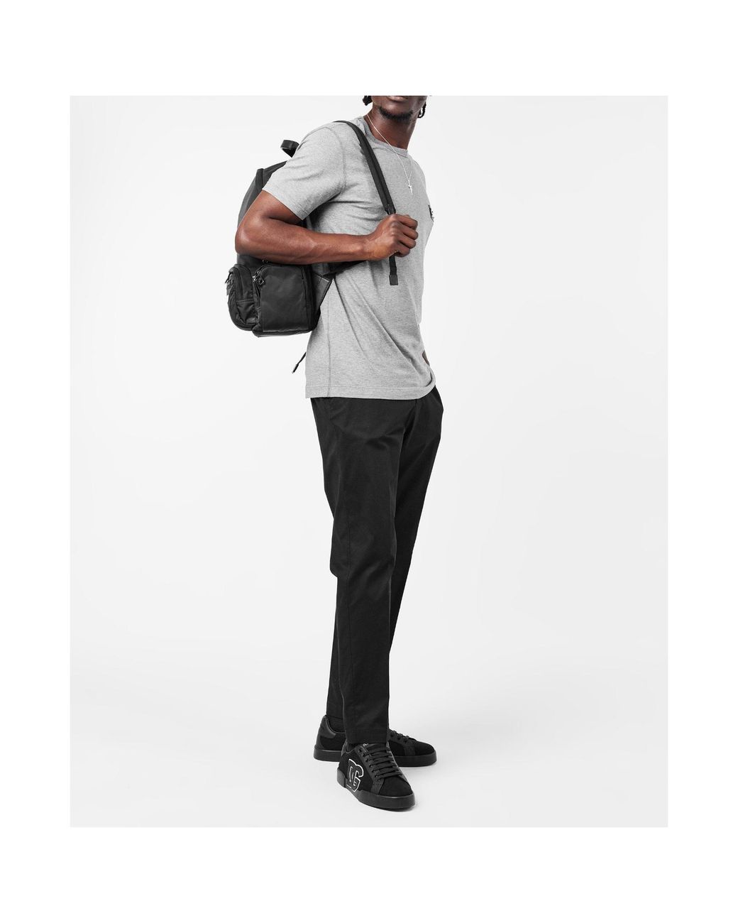 Dolce & Gabbana Black Solid Color Backpacks for men