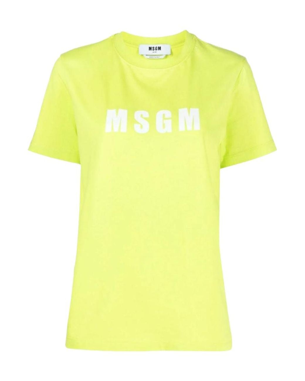 MSGM Yellow Logo Print Pattern Short-Sleeved T-Shirt
