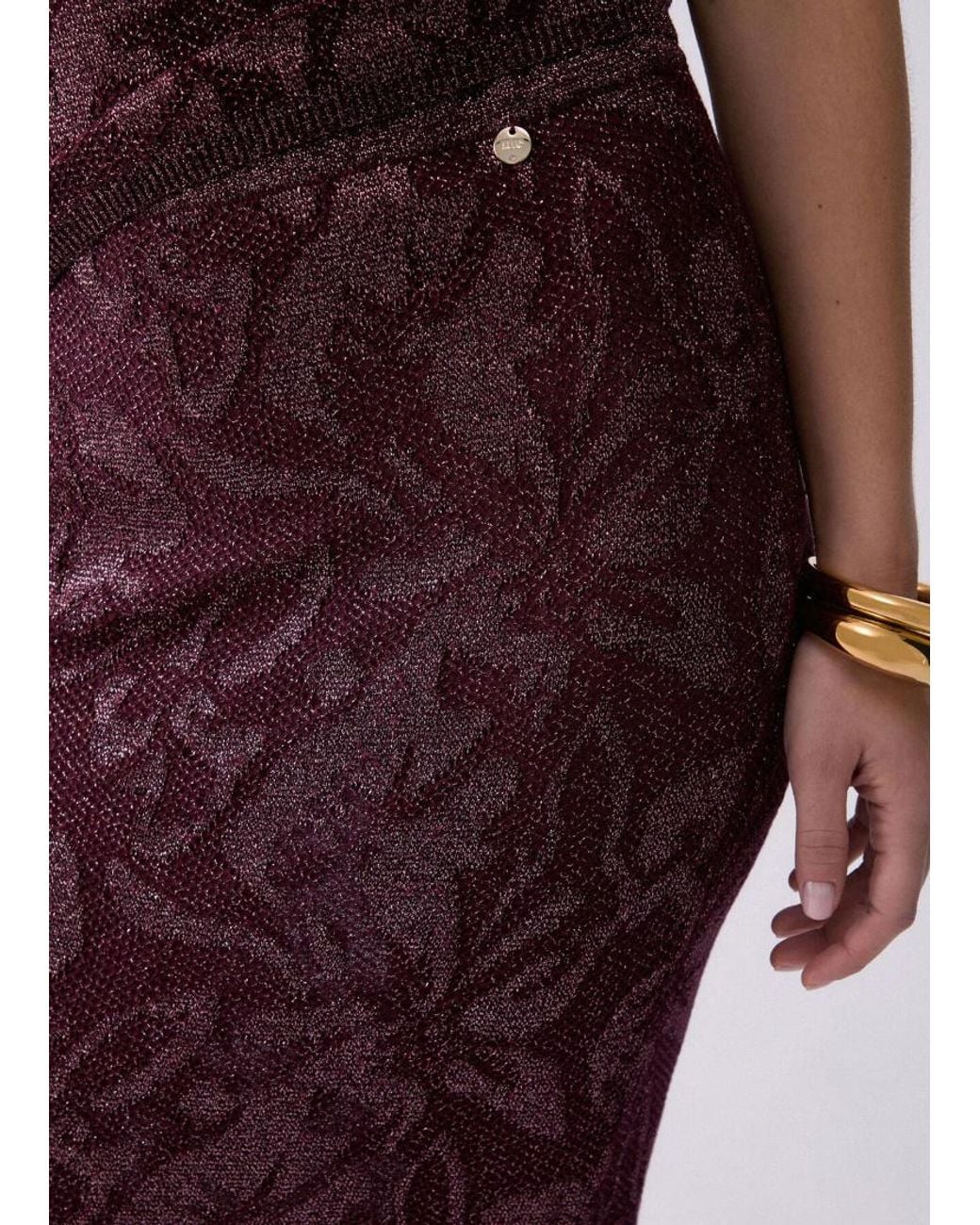 Liu Jo Purple Floral-Jacquard Metallic-Thread Midi Skirts