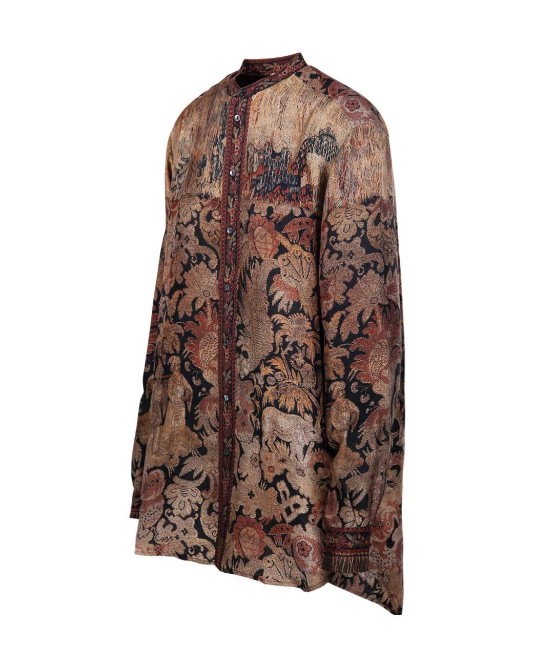 Pierre Louis Mascia Brown Aloes Printed Long-Sleeve Shirt
