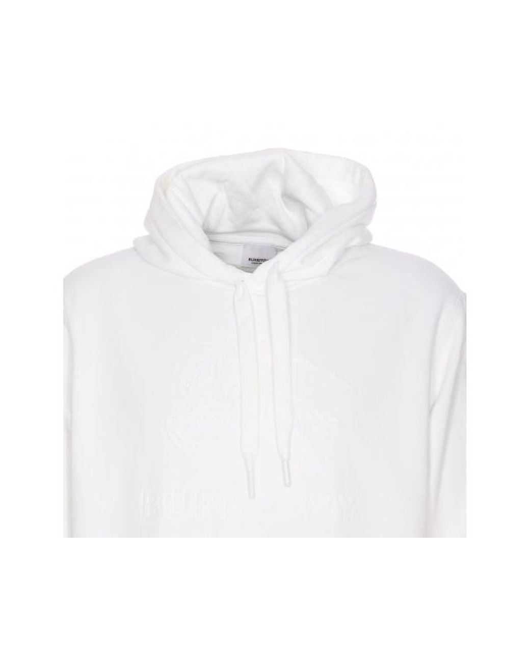 Burberry White Logo Detailed Drawstring Hoodie for men