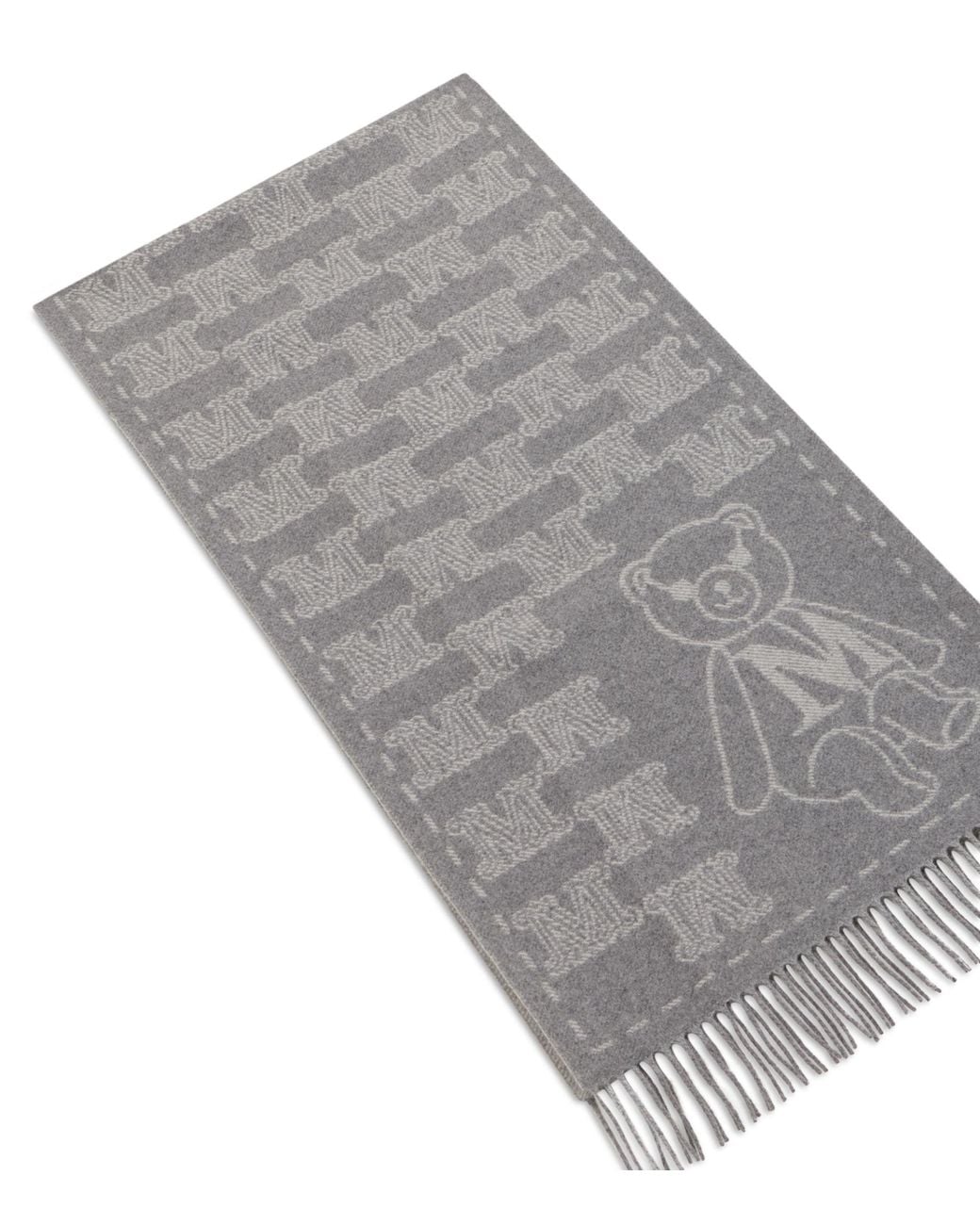 Max Mara Gray Mxacharme Fringed Scarf