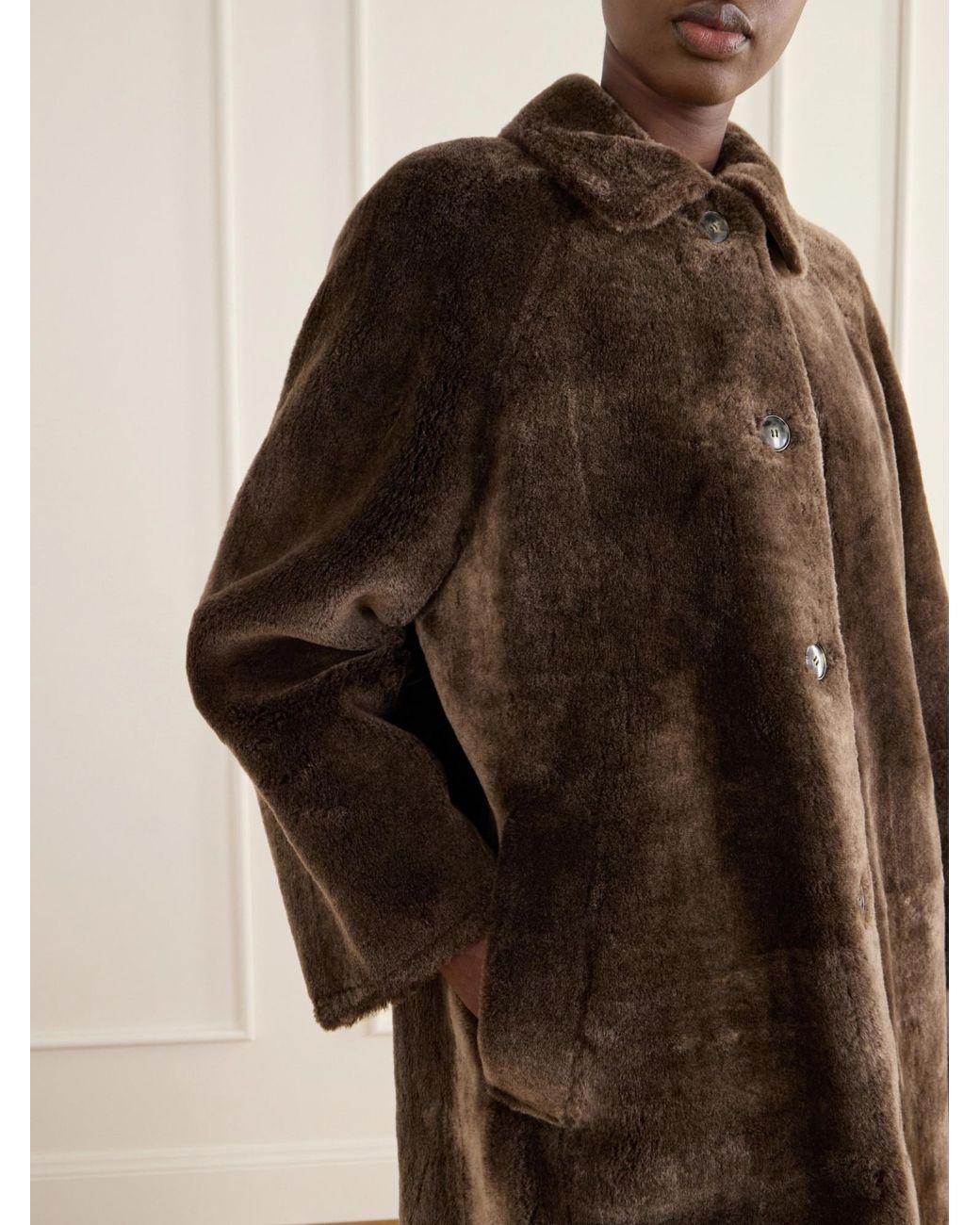 Yves Salomon Brown Shearling Coat