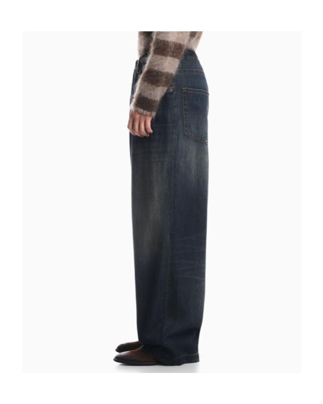 Emporio Armani Gray Denim Jeans With Elastic Waistband And Contrast Stitching for men