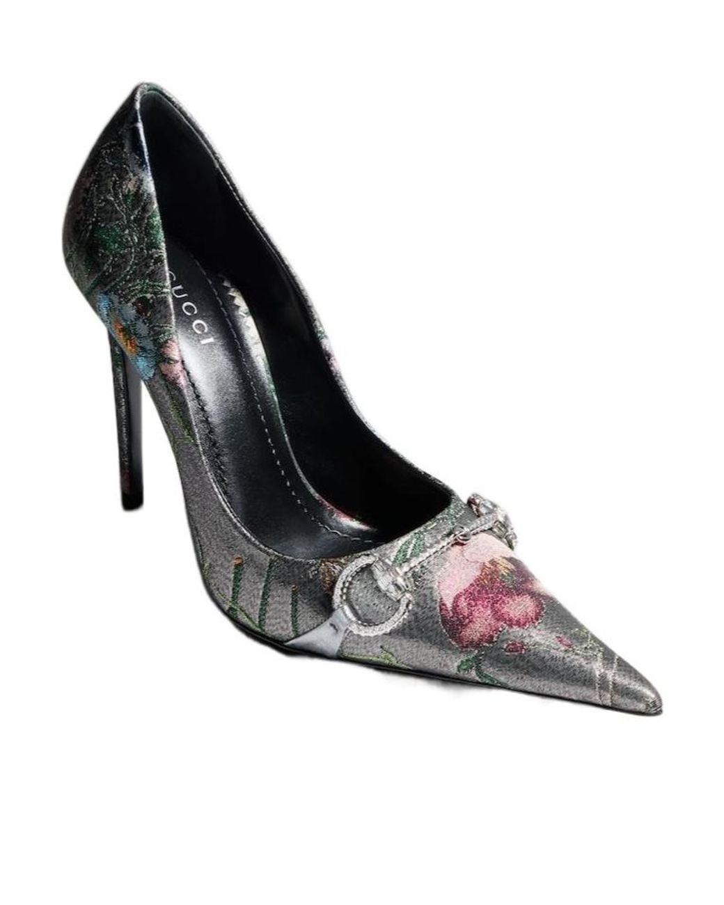 Gucci Metallic Donna Pump With Crystal Horsebit
