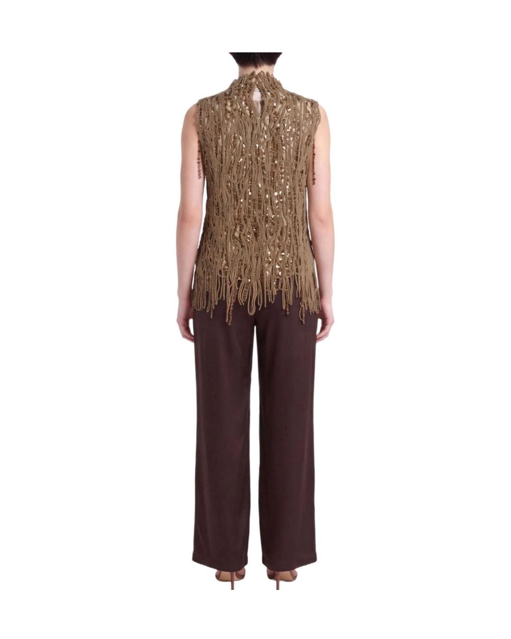 Brunello Cucinelli Green Sleeveless Lace Top